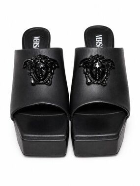 Versace Black Medusa Platform Mule Heels